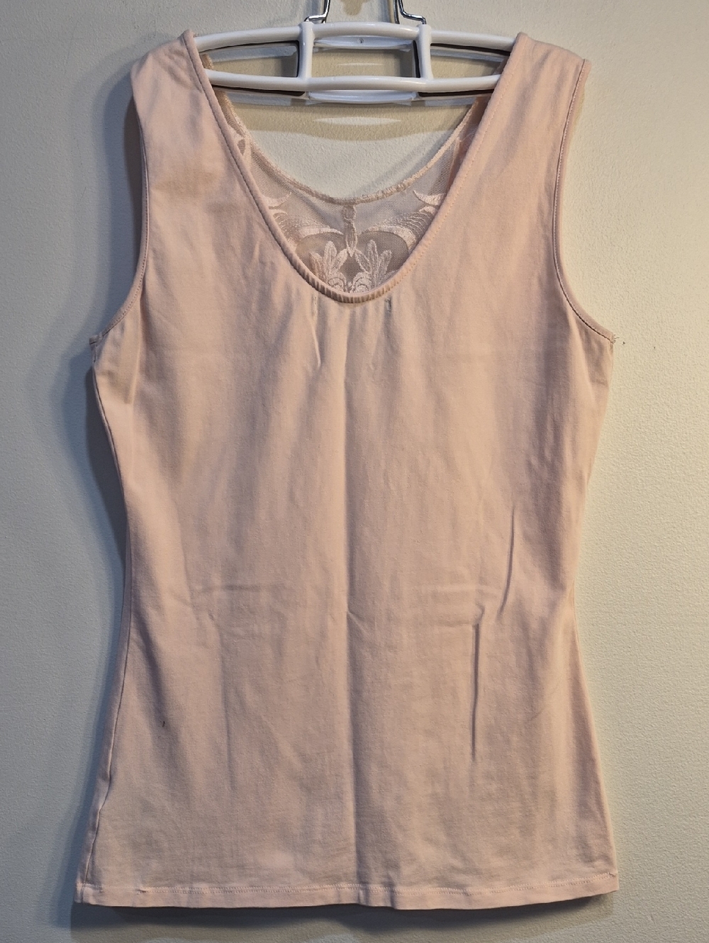 Suzy Shier Pale Pink Lace-Front Sleeveless Tank - Picture 3 of 8
